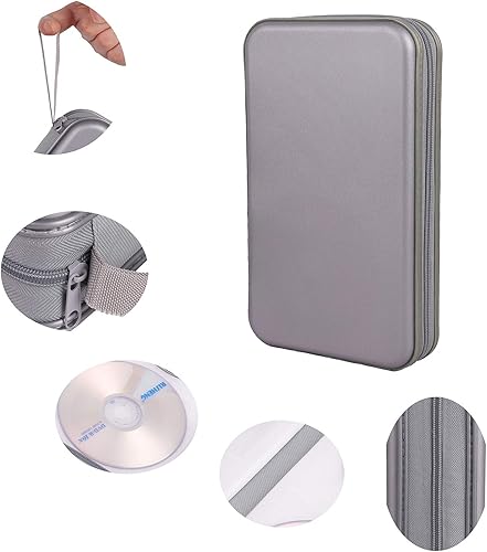 Miniatura 62 de UENTIP Estuche portátil para CD de capacidad para 96, portátil y de plástico duro, organizador de CD, cartera, almacenamiento de DVD (96, naranja)