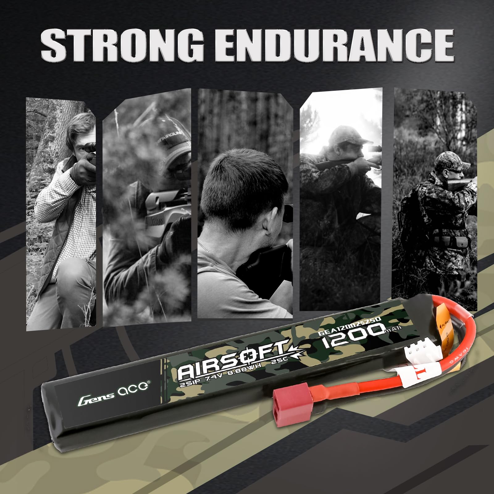 Gens Ace 35C 300mAh 2S1P 7.4V Airsoft Gun Lipo Battery With JST-SYP Plug - HPA Recommended | Airsoft Base