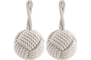 2 PCS Nautical Rope Knot Cotton Door Stop, Cream White Nautical Rope Ball Door Stopper