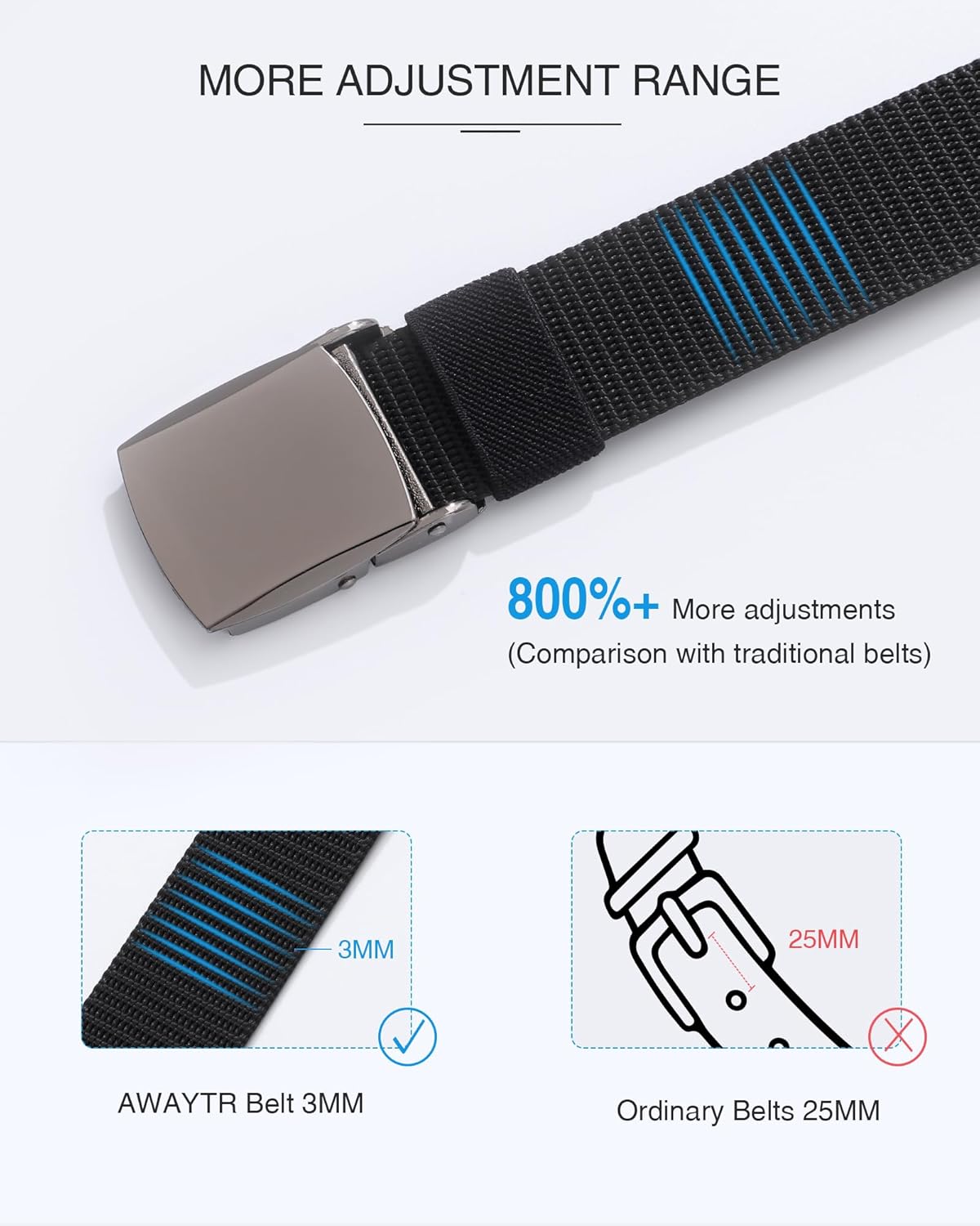 AWAYTR Nylon Boys Baseball Belt - Kids Golf Belt with Metal Buckle for Softball Pants School Uniform Jeans - Image 2