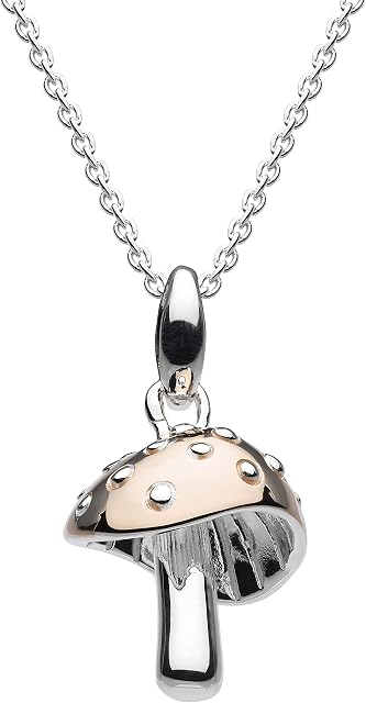 Dew Sterling Silver and Rose Gold Plate Charming Mushroom Necklace of Length 45.7cm