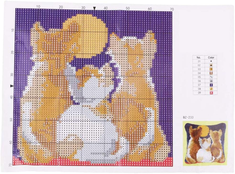 clubevy Latch Hook Kits for DIY Making Crafts Throw Pillow Cover Sofa Cushion Cover Three Cat Pattern Crochet Needlework Crafts for Kids and Adults
