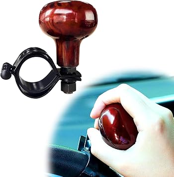povtii Car Woodgrain Steering Wheel Spinner Knob, Smooth Ball Shape Auto Wheel Power Handle Spinner, Steering Wheel Aids Knob for Easy Control, Universal Decor Car Accessories