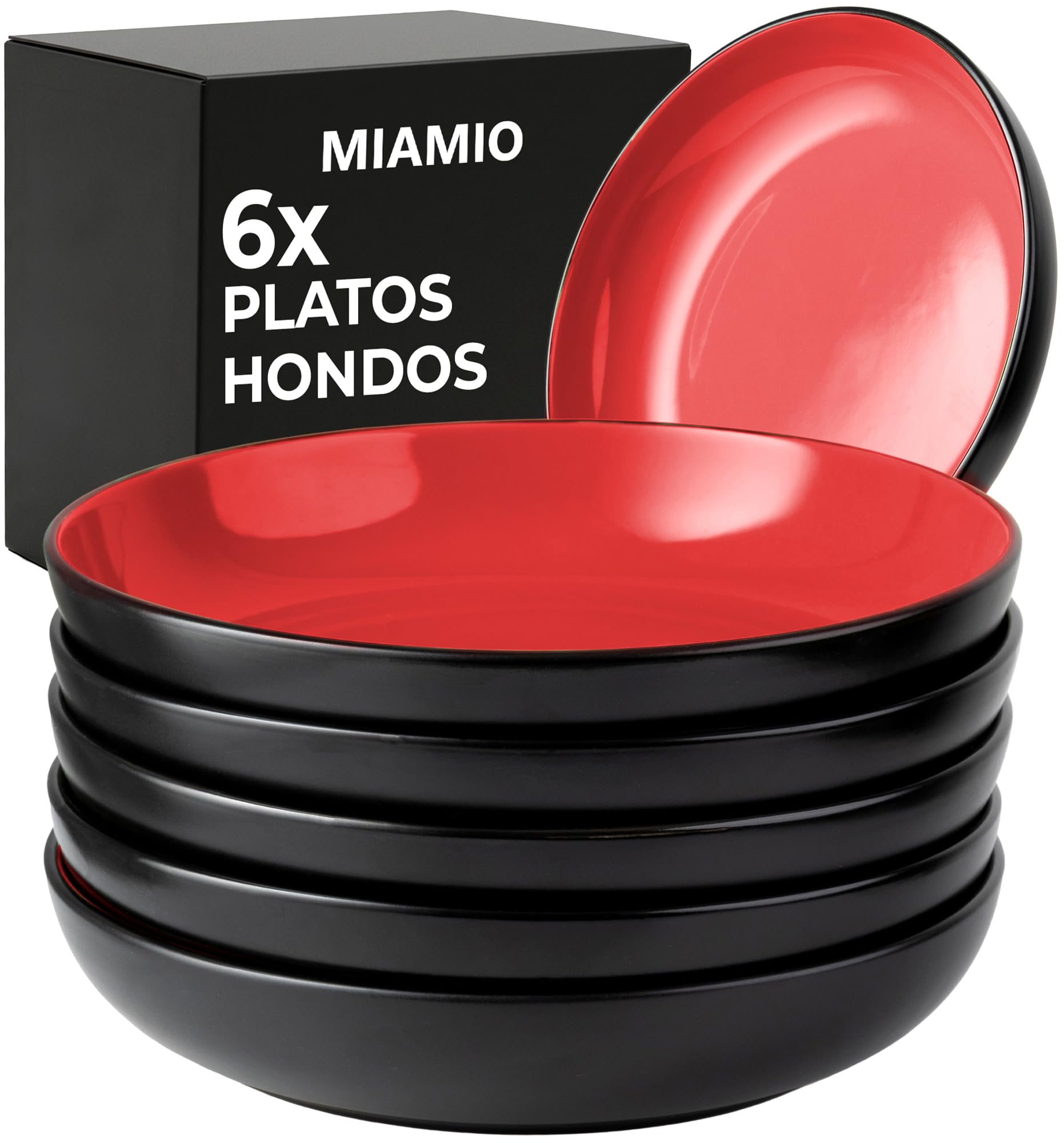 MIAMIO - 6 x 500ml Juego De Cuencos/Tazones Exterior Negro Interior De Color - Le Papillon Colección (Multicolor) — view 21