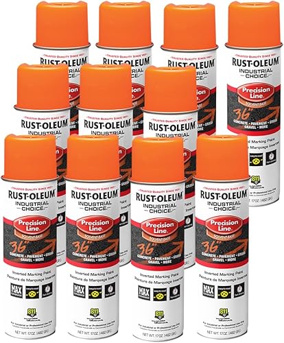 Miniatura 10 de Rust-Oleum 203033-12PK M1600M1800 System Industrial Choice - Pintura de marcado invertida de línea de precisión, paquete de 12 unidades, amarillo