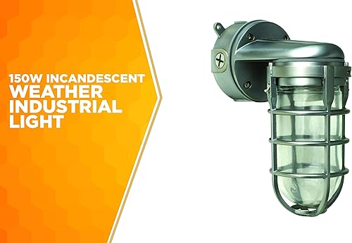 Miniatura 2 de Woods L1707SVBS - Luz industrial incandescente tradicional de 150 W, montaje en pared acero cepillado