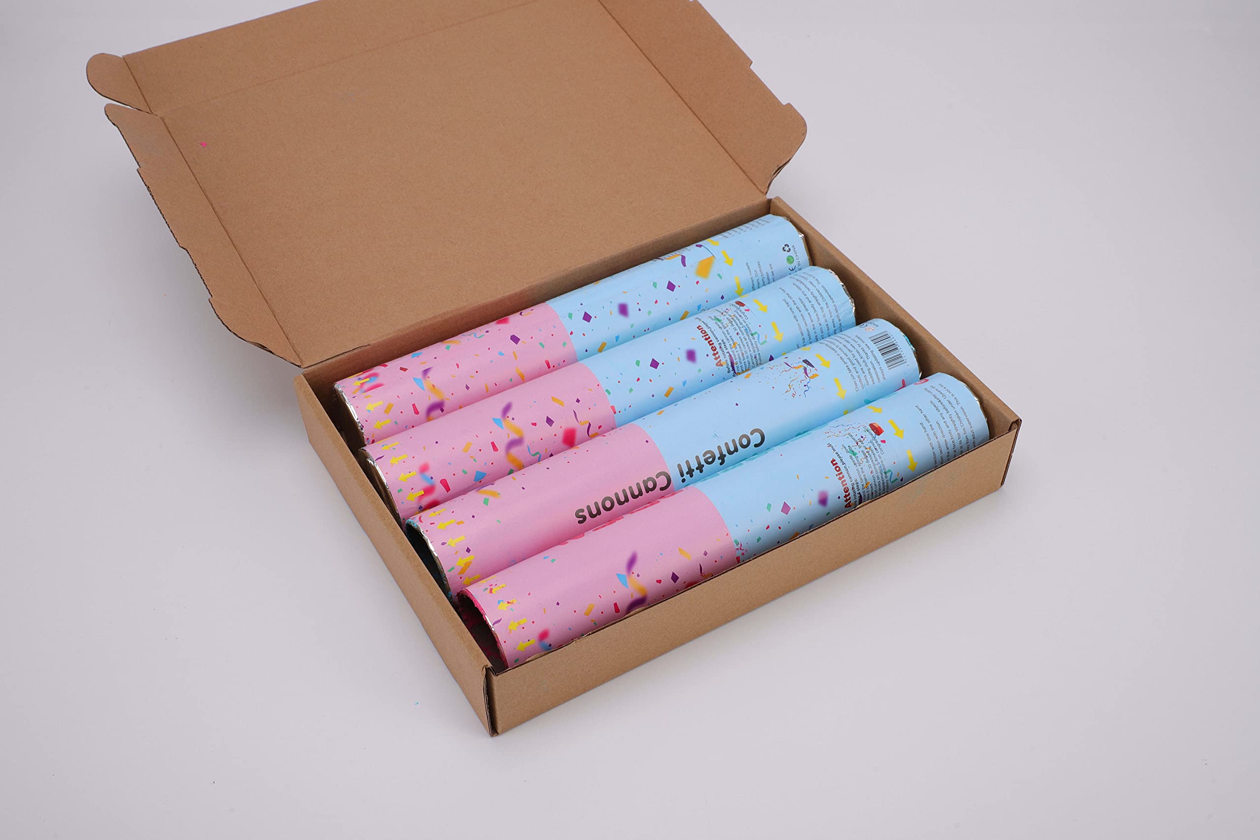 Buy Posies Petals Gender Reveal Confetti Cannon Poppers 2 x Blue & 2 x Pink 30cm Shooter with