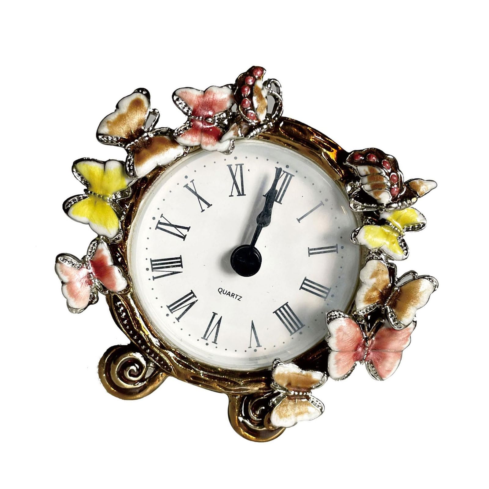 Jazuaiao Table Clock Elegant Vintage Color Desk Clock, and Quiet Movement for Living Room or Decoration Elegant