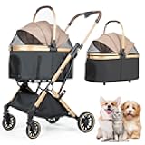 3 in 1 Folding Dog Stroller for Small/Medium Pet with 4 Wheels, Foldable Pet Travel Carrier for Small/Medium Dog Cat Stroller