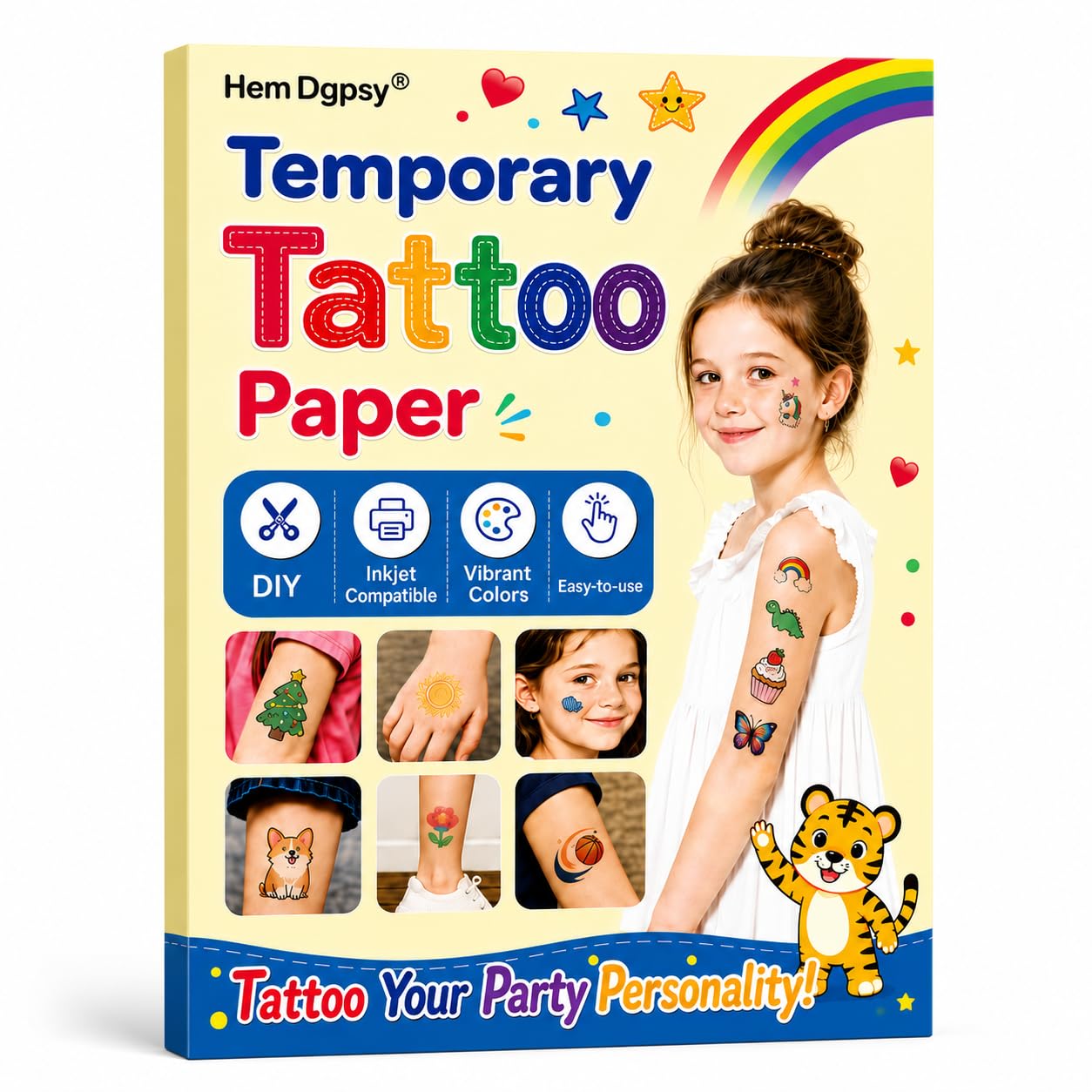 Temporary Tattoo Paper 8.5" x 11", 7 Sheets for Inkjet Printer 8.5 x 11 7
