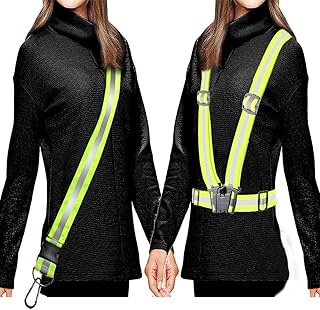 Huaxi Reflective Gear 2Pieces,Reflective Vest, Glow Belt with Reflector sash, Adjustable Elastic Safety Vest Outdoor High Visibility, Ultralight & Comfy, Walking, Cycling fluorescent green One Size