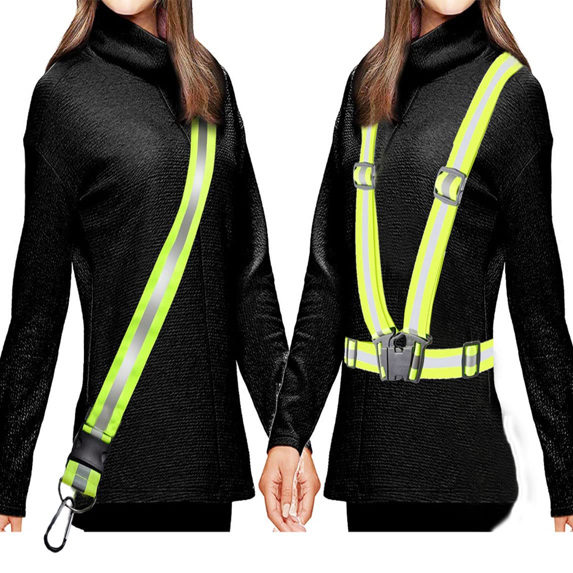 HuaxiHi Vis Reflective Vest, Reflective Belt with Reflector sash, Adjustable Elastic Safety Gear Outdoor Reflective Belt High Visibility, Ultralight & Comfy for Running,Walking