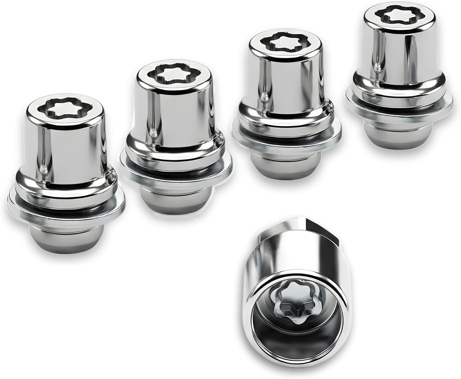 5PCS Wheel Lock Lug Nuts Set, M12x1.5 Anti-Theft Locking Lug Nuts with Key for Toyota Camry Corolla RAV4 Highlander Tacoma Avalon Prius Sienna Venza & for Lexus Models | Replace # 00276-00900 | Chrome
