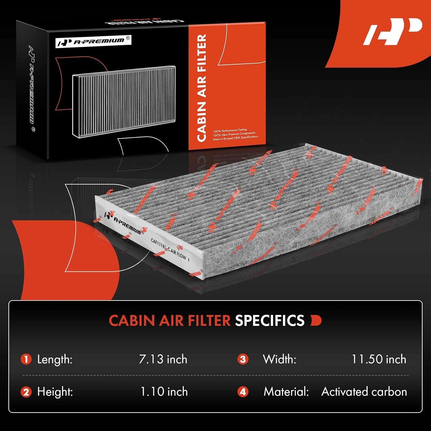 A-Premium 2-PC Cabin Air Filter with Activated Carbon Compatible with Chevrolet Corvette 2005-2019 & Cadillac XLR 2004-2009, Replace# 22862632