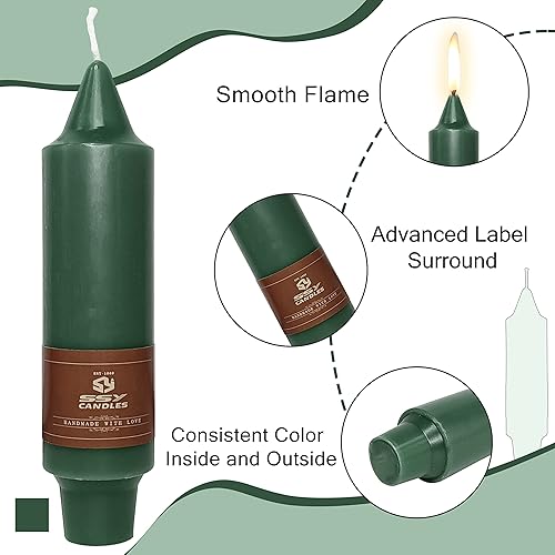 Vista 3 de 5 inch Short Candlesticks Dark Green Taper Candles 4 PCS for Dinner Household Wedding Party Home Décor Candles Verde Oscuro