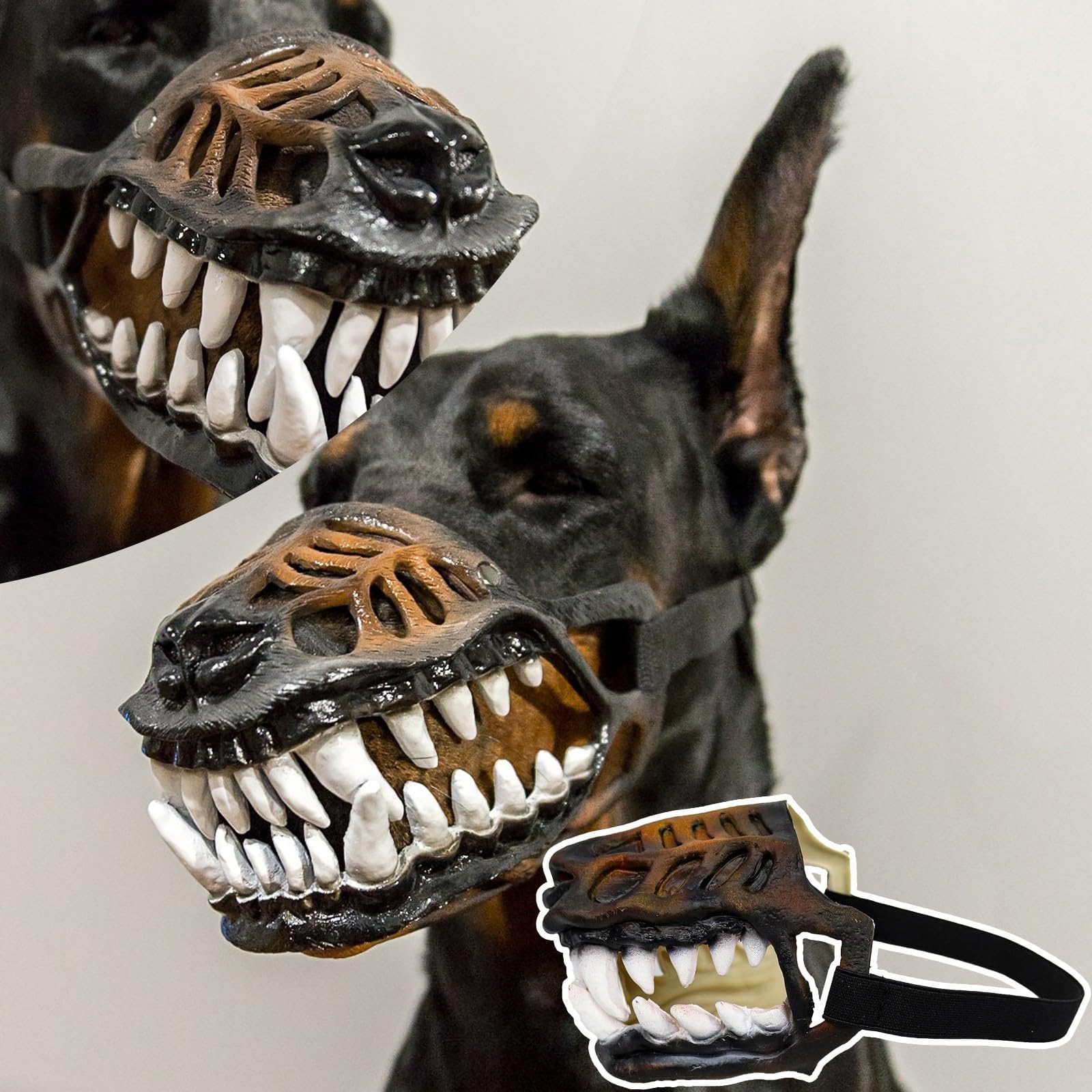 Scary Dog Muzzle for Halloween,Hilarious Dog Costume Muzzle with Large Scary Teeth, This Might Be The Funny & Coolest Your Dog Will Ever Wear