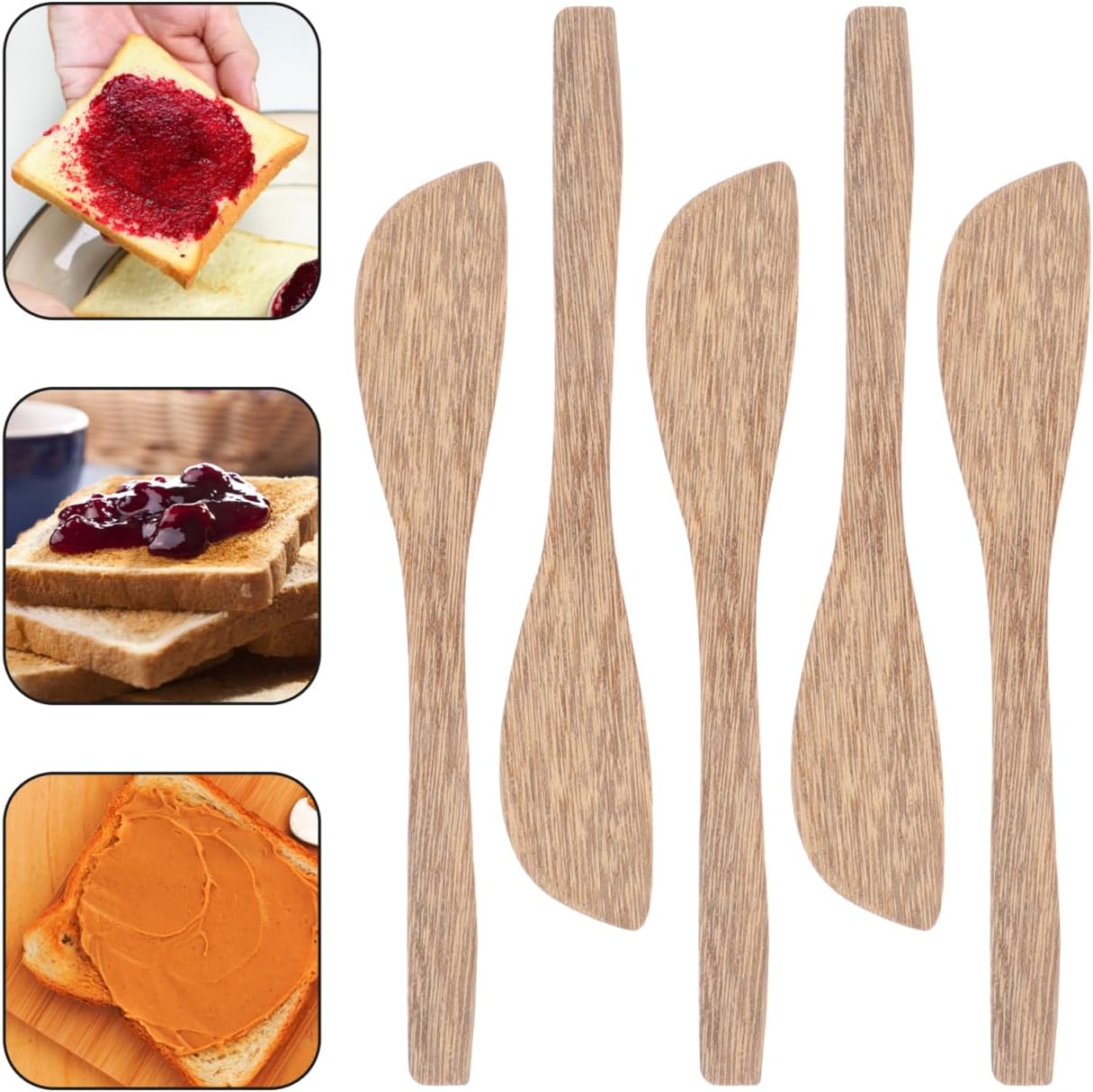 INOOMP 30Pcs Wooden Butter Spreaders Wood Cheese Peanut Jelly Jam Sandwich Cream Spreader Breakfast Dessert Condiment Spatula Spatulas for Kitchen Baking Tool