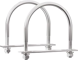 FOCMKEAS 2 Sets 304 Stainless Steel Round Bend U-Bolts 3.5"(89mm) Inner Width 4.84"(123mm) Length M10 with Nuts, Frame Plate, Washers, Accessories for Boat Trailer Axle Sailboat Trailer