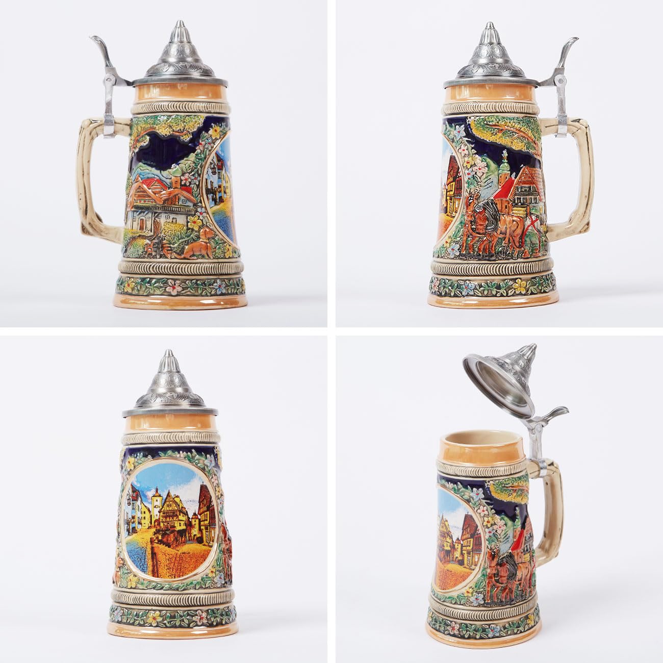 Bierkrug Mit Deckel Deutscher Bierseidel Steinkrug Oktoberfest Trinkbecher Bayern Geschenk Für Männer Vater Bierliebhaber Keramik 600ml