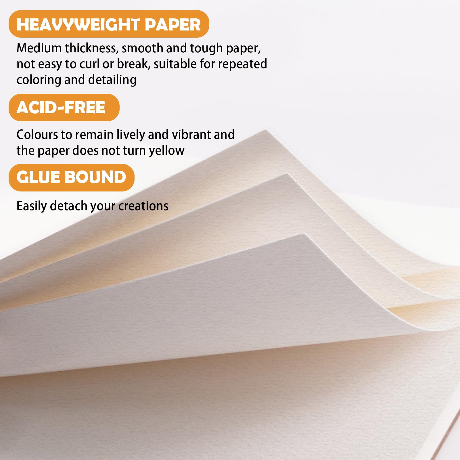 KONCCI Watercolour Paper Pad A4, 30 Sheets Watercolour Sketchbook 300GSM, Cotton Blend, Cold Press & Acid-Free, Natural White - Image 4