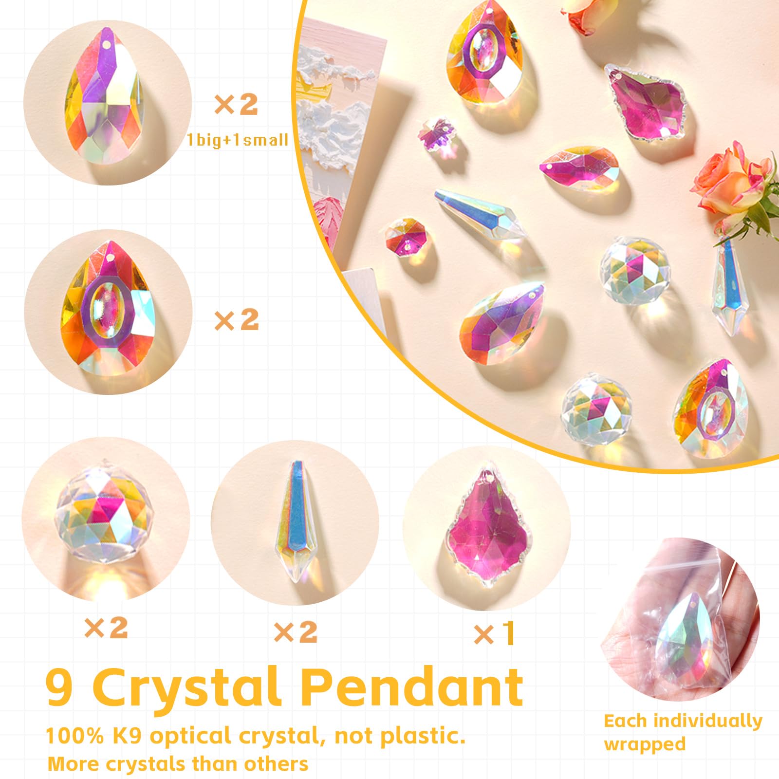 Luzoybo 240PCS DIY Sun Catchers Making Kits for Adults Crystal Suncatchers Kit with Colourful Prism Pearl Rainbow Maker for Windows Hanging - Image 3