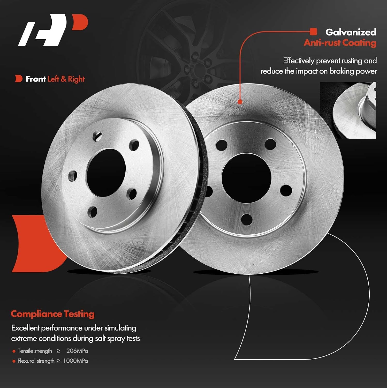 A-Premium 10.95 inch(278mm) Front Vented Disc Brake Rotors Compatible with Select Buick, Cadillac, Chevy, Oldsmobile and Pontiac Models - Century, LeSabre, Venture, Intrigue, LSS, Montana, Trans Sport