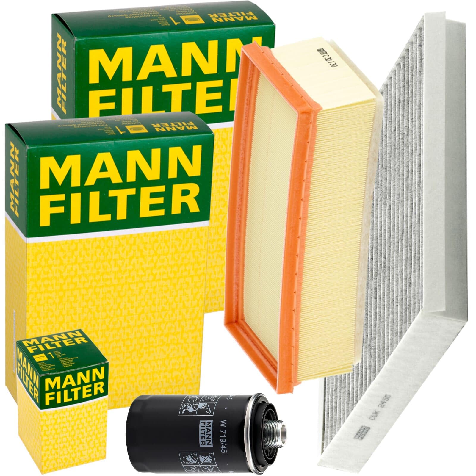 Mann Filter Inspektionspaket | C32130 (LX2046)+CUK2450 (LAK386)+W719/45 (OC456) passend für A4 B8 A5 8T 8F Q5 8R 1.8+2.0 Tfsi