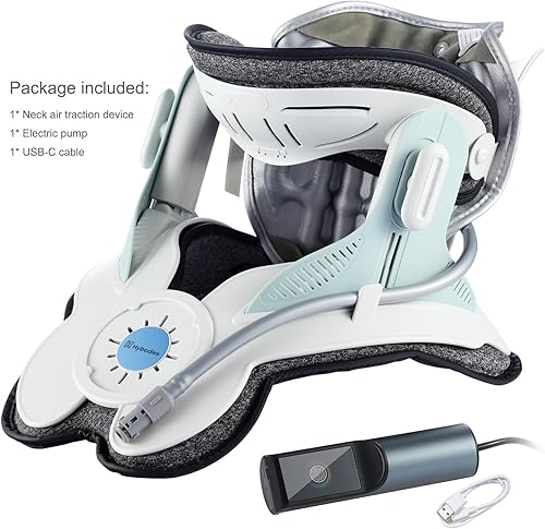 Miniatura 7 de Dispositivo de Tracción Cervical Ensanchador de Cuello para Alivio del Dolor Cervical, Bomba de Aire Eléctrica con 3 Potencias de Tracción, 8 Bolsas