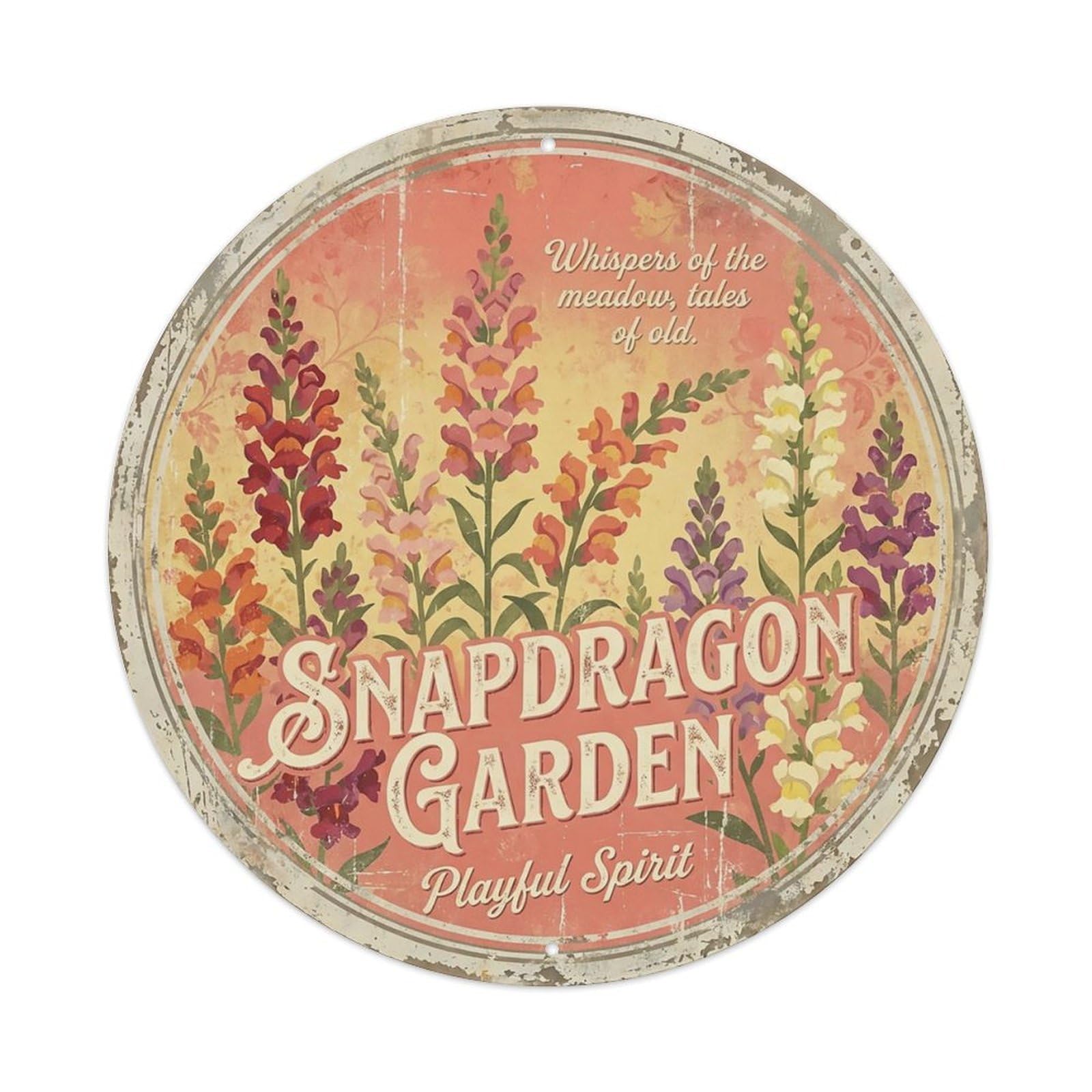 Cxhjca 8X8inch(20X20cm) Vintage Cottagecore Garden Snapdragons Playful Tall Metal Tin Sign