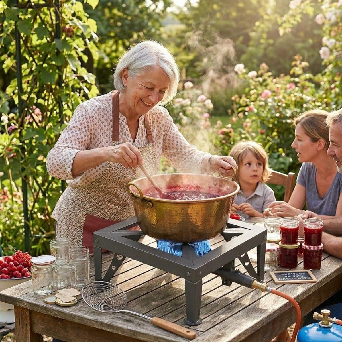 INTEC - Réchaud à gaz 7500W Professionnel Charge 200Kg Tout Fonte 4 Pieds renforcés - Réchaud Pro Marché Cuisson Confiture, Paella