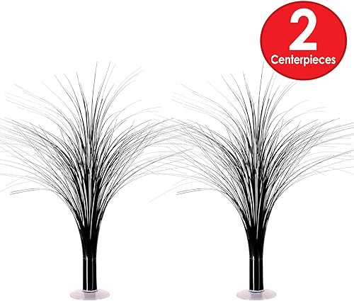 Miniatura 2 de Beistle Paquete de 2 centros de mesa metálicos en aerosol, elegante decoración negra para Año Nuevo, noche de premios y fiestas de cumpleaños,