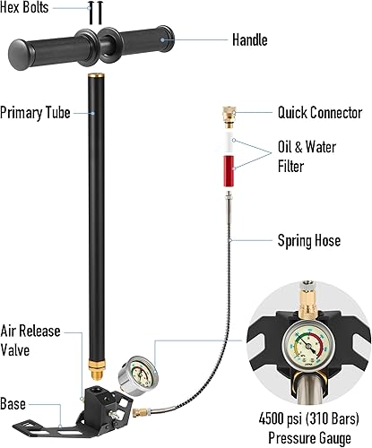 Miniatura 2 de PINTY Bomba de aire de la mano del PCP, bomba de mano de alta presión de 4500 psi