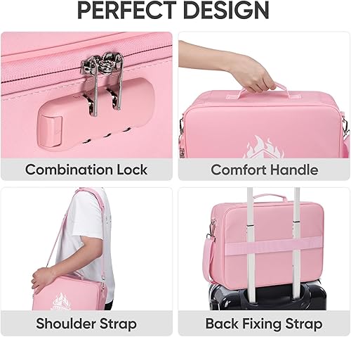 Miniatura 4 de BALEINE Caja de documentos ignífuga con cerradura, bolsa portátil ignífuga para documentos, caja organizadora de archivos para documentos