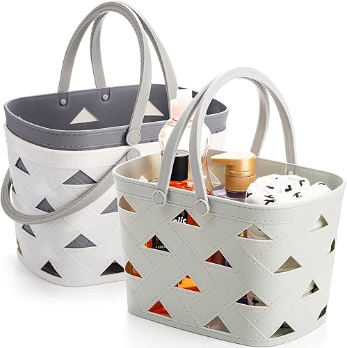 Nicunom Paquete de 3 cestas de ducha portátiles, bolsa de ducha de plástico, organizador de artículos de aseo personal, cesta de almacenamiento de