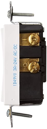 Miniatura 4 de Leviton Interruptor silencioso de CA de 3 amperios y 24 voltios Decora Plus Rocker de doble tiro con contacto momentáneo de un solo polo, 56081-2W,