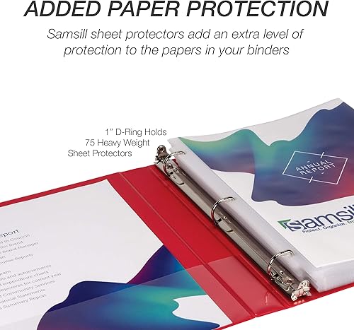 Vista 365 de Samsill Carpeta duradera de 1.5 pulgadas, fabricada en los Estados Unidos, carpeta de anillos en D, carpeta transparente personalizable, surtido