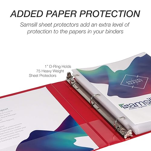 Vista 321 de Samsill Carpeta duradera de 1.5 pulgadas, fabricada en los Estados Unidos, carpeta de anillos en D, carpeta transparente personalizable, color Negro