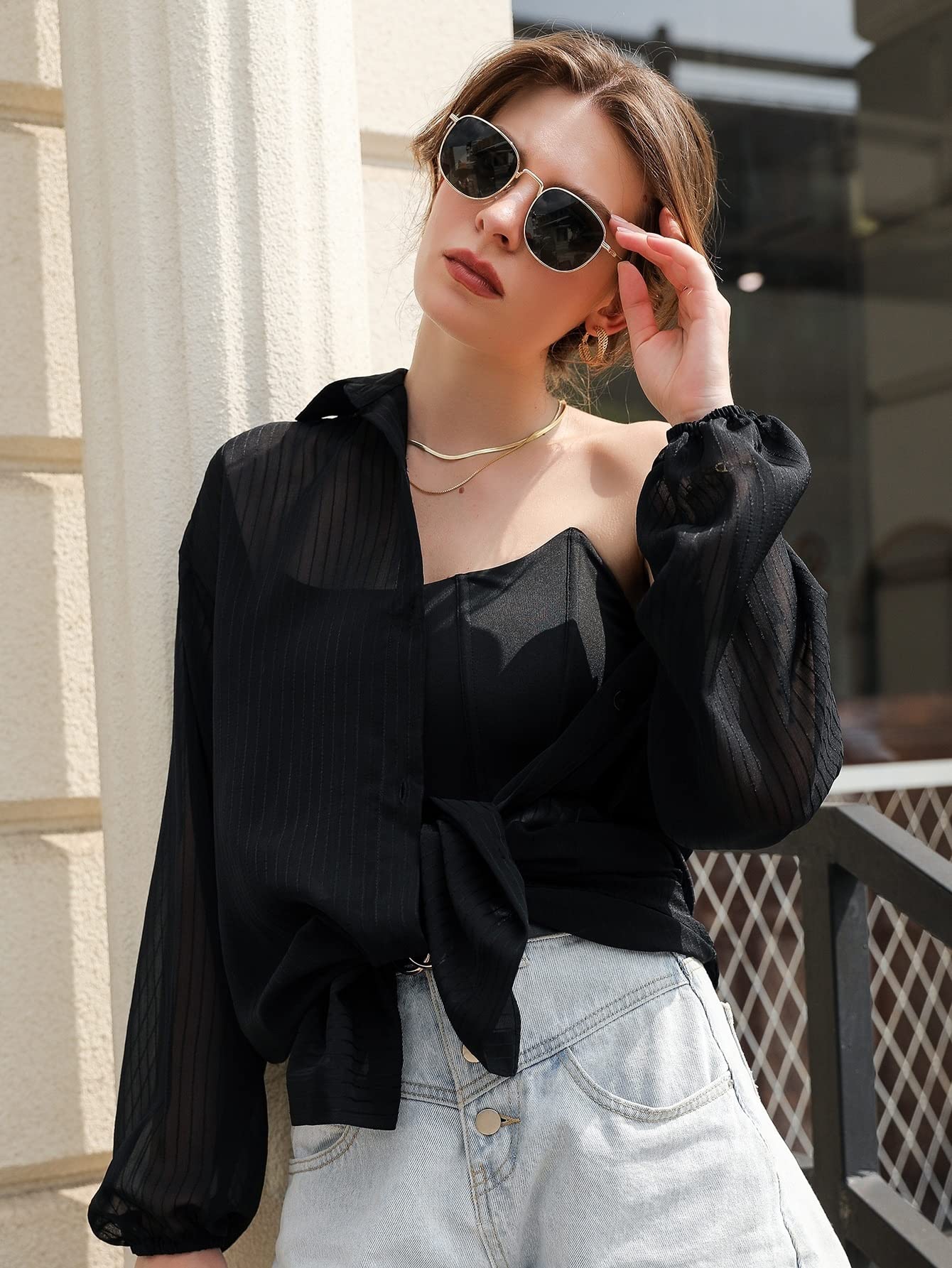 longline chiffon tops