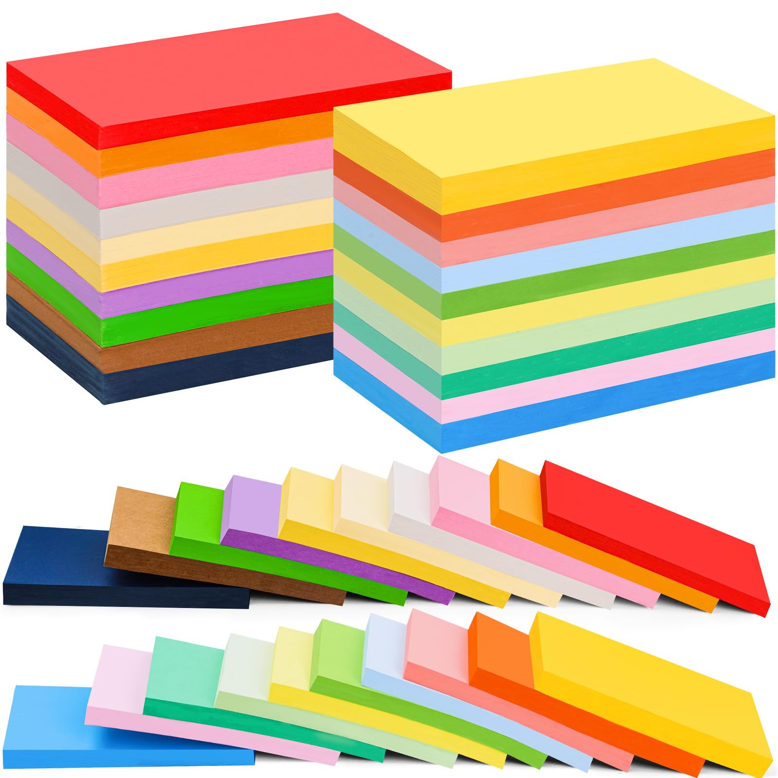 1000 Pcs Colored Index Cards Bulk 4 x 6 Inch Blank Flash Cards 20 Assorted Colors Notecards 180GSM Heavyweight Index Note Cards Portable Note Taking for Studying School College Office Memo
