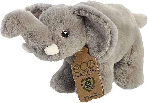 Miniatura 3 de Aurora Eco-Friendly Eco Nation - Animal de peluche ecológico, hecho con materiales reciclados, elefante gris, 10.5 pulgadas