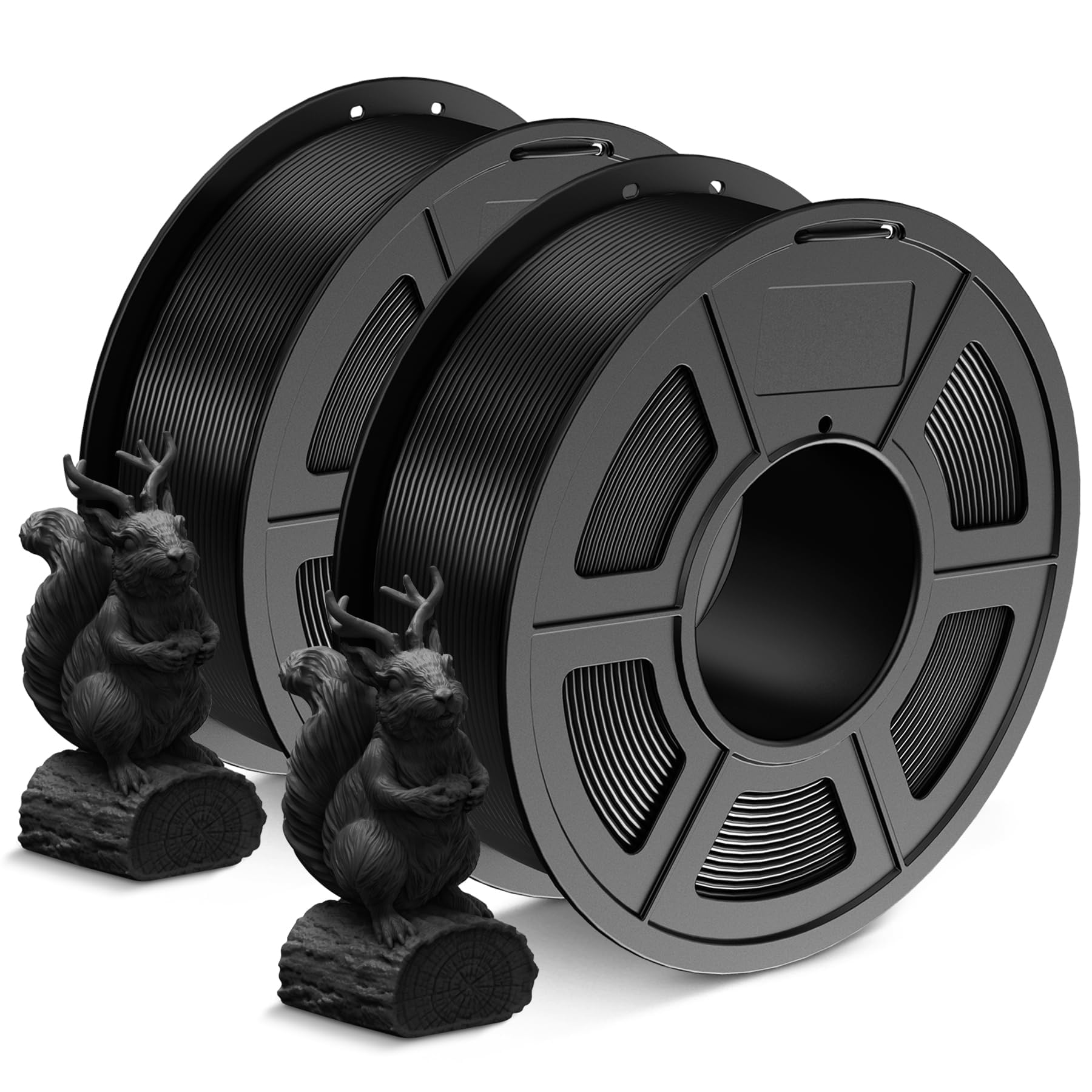 SUNLU PLA Filamento 1.75mm, Filamento per stampa 3D PLA avvolto ordinatamente, Adatto alla maggior parte delle stampanti 3D FDM, Bobina da 1KG. (Nero+Nero)