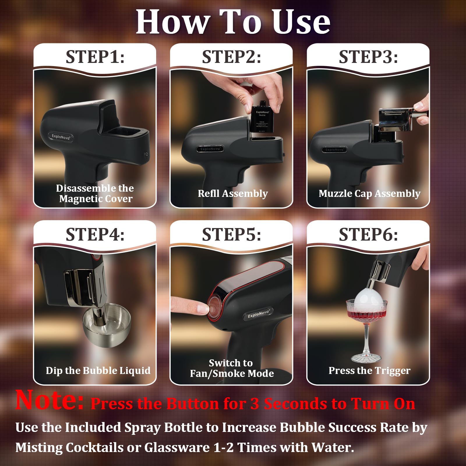 Aroma Blaster 2 Kit con 5 Pods Aroma Bolla commestibile Cocktail Bubble Smoke Gun, Whiskey Smoker Kit, perfetto per bar, feste e casa, ottimo regalo per padre e marito - Bianco