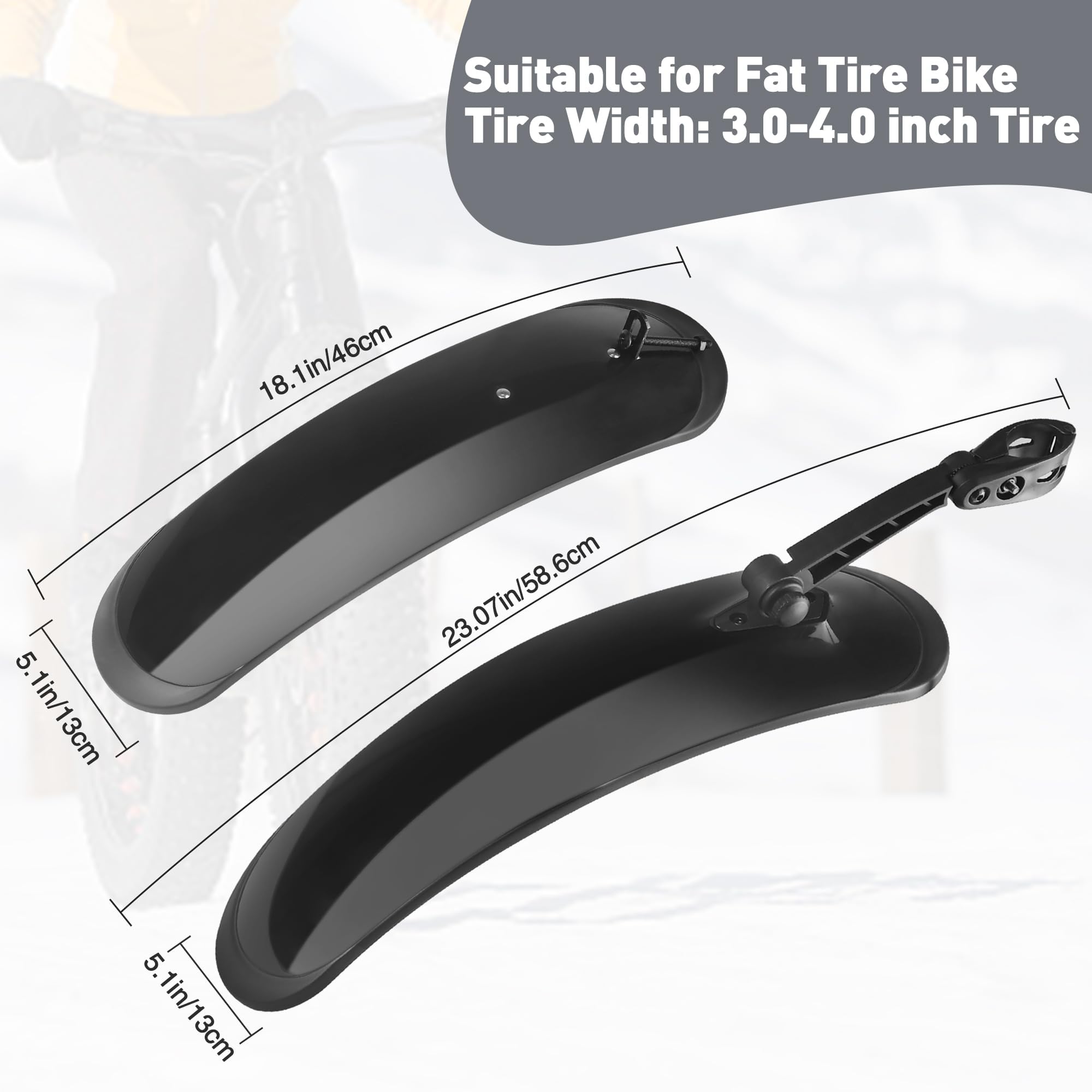 GRELiving Garde-boue Fat Bike 20'' – Compatible Pneus 3,0-4,0 Pouces, Kit Avant/arrière Robuste Et Léger