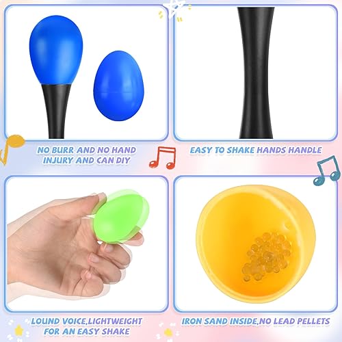 Miniatura 4 de Auidy_6TXD 60 piezas de instrumentos musicales de huevo de Pascua, recuerdo de fiesta musical para niños, juguete de percusión, cascabeles de