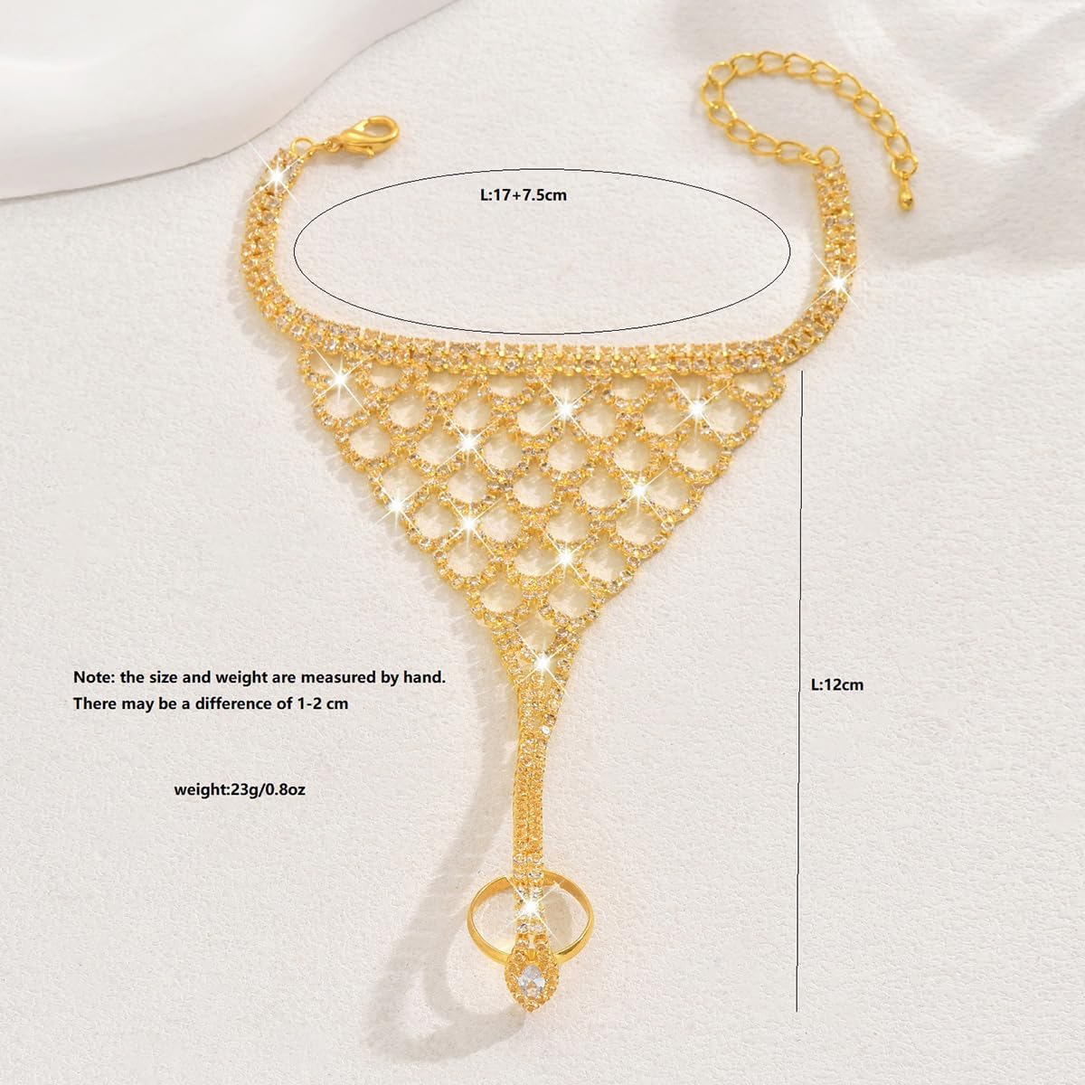 Rhinestone Ring Bracelet for Women Gold Silver Crystal Hand Chain Finger Ring Sparkling Long Tassel Chain Bracelet Prom Rings Bracelet Brides Bridesmaids Wedding Party Dance Banquet Dress Jewelry - Image 6