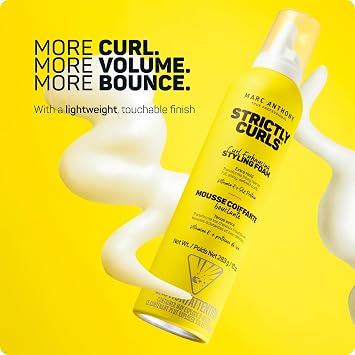 Marc Anthony Strictly Curls Styling Foam, Extra Hold Curly Hair Mousse with Vitamin E & Silk Proteins Transforms Frizzy Hair to Full, Shiny, Defined Curls - Sulfate-Free Anti-Frizz Styling Mousse
