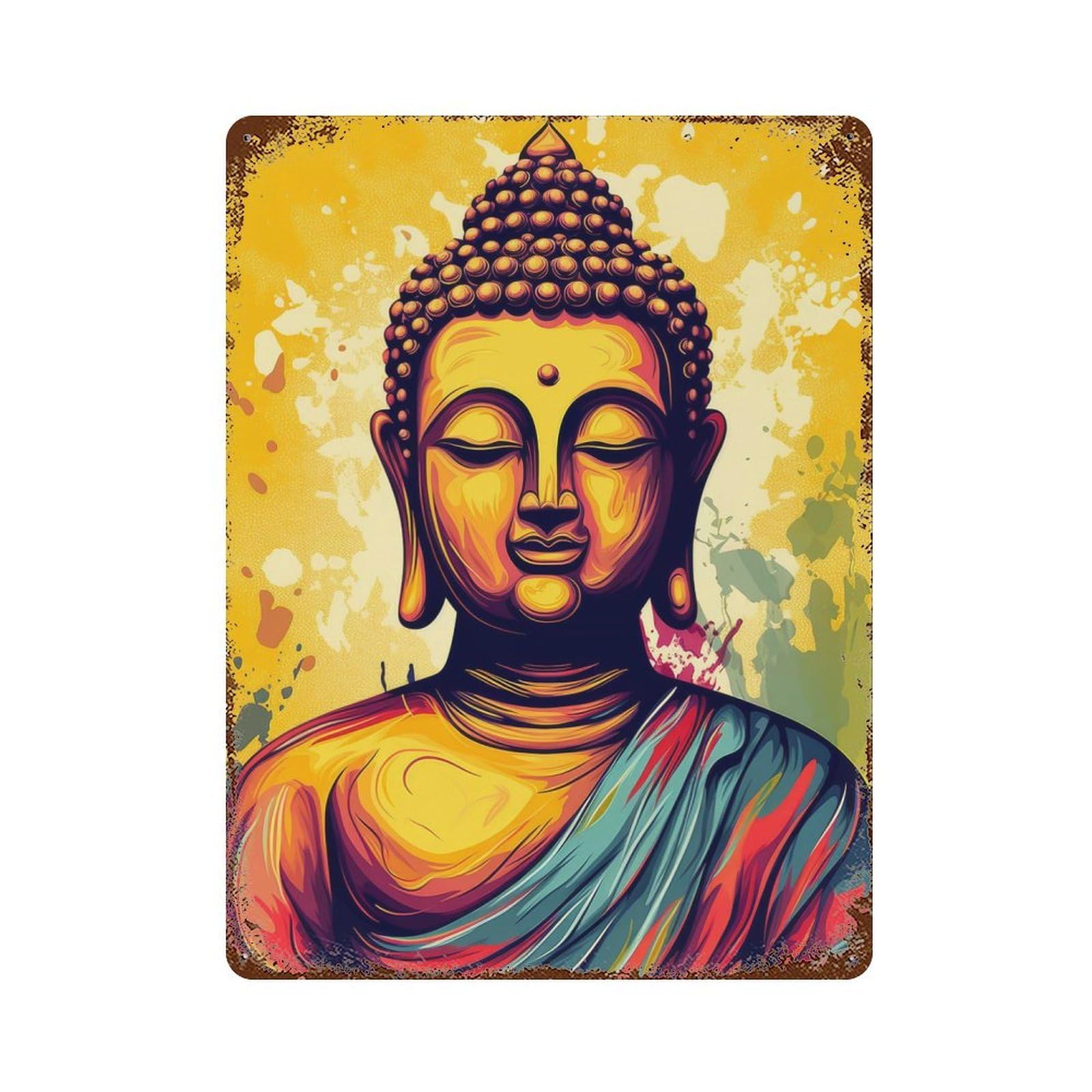 Rust Effect Peaceful Presence Zen Vintage Rust Metal Sign 15.7"x11.8", Vintage Wall Decor for Garage, Bar And Workshop Decor