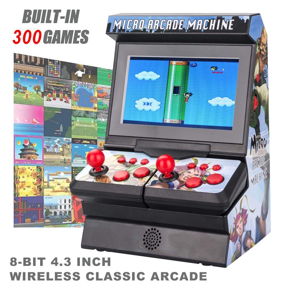 8-Bit 4,3 Pollici Mini Console di Gioco Arcade Classica Senza Fili, 2 Persone Che Giocano a Mano Macchina da Gioco Arcade per Bambini, Amici