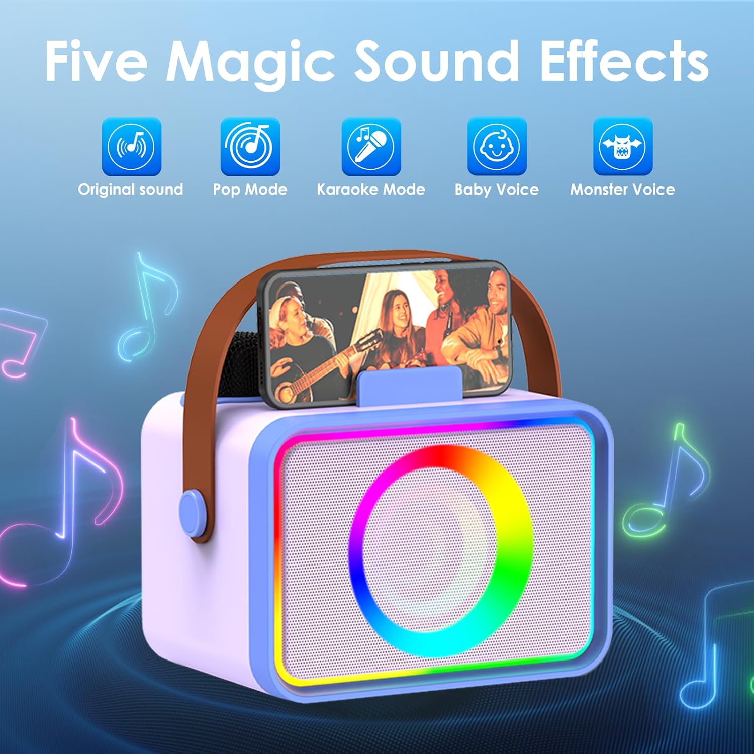ultramic K26 Karaoke Machine displaying five sound effect icons