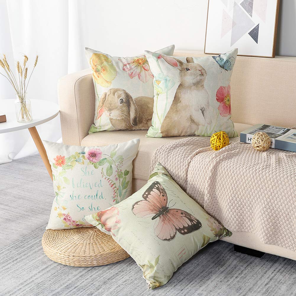 Artscope Set Di 4 Federe Cuscini Divano Cotone Biancheria Gettare Decorativo Caso Federa Per Cuscino Divano Auto Home Decor 45 X 45 Cm Fenicotteri Con Piante Tropicali 8736